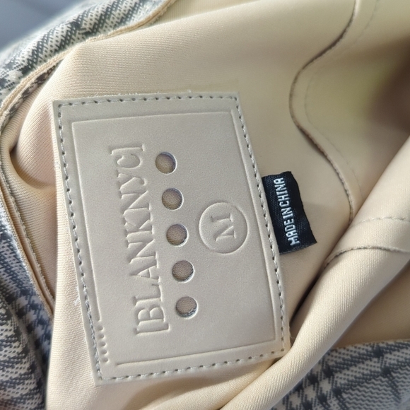 Blank NYC Plaid Double Breasted Moto Jacket Cream Gray M fall streetwear casual - Picture 9 of 12